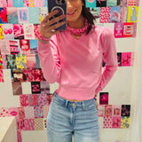Frilled Top Be Here Long Sleeve Top -  Baby Pink