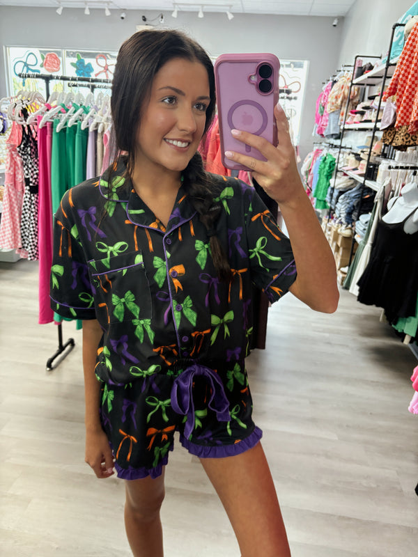 Bow Halloween Pajama Set