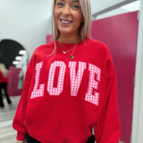 Love Pink Gingham Red Sweatshirt | LULU MAC