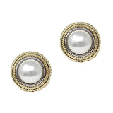 Gold Circle with Pearl Stud 1" Earring