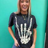Skeleton Turquoise Hand Graphic Tee