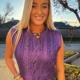 Metallic Purple Sleeveless Sweater