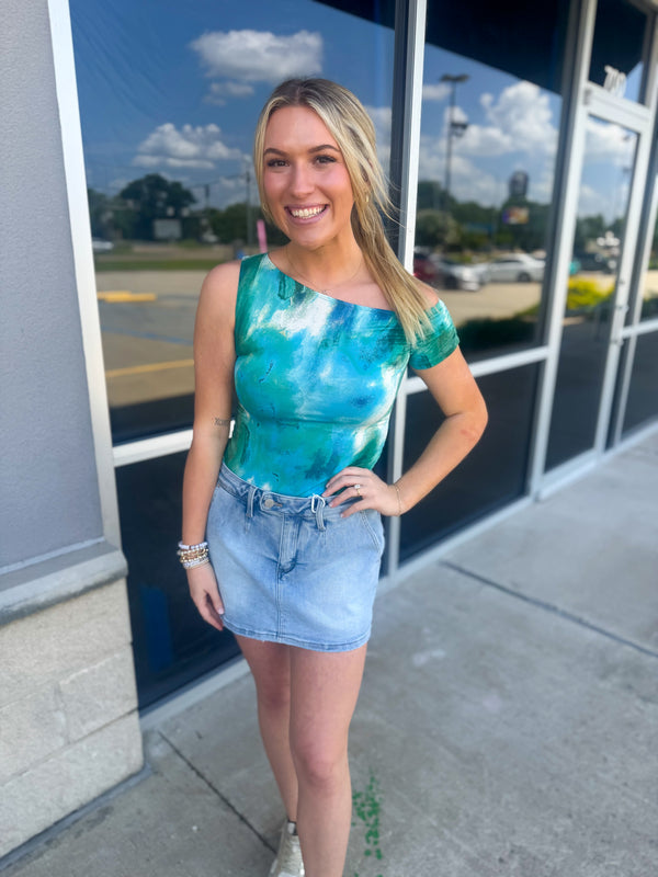 Miami Water One Shoulder Top