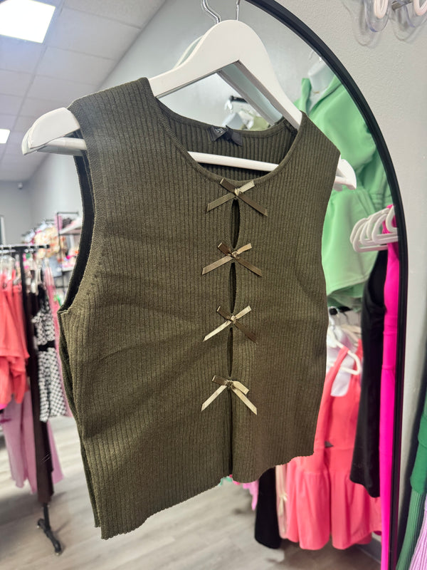 Beauty In Bows Olive Green Top