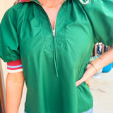 Found My Way Zip Collar Top  | Hunter Green