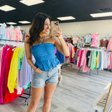 Embroidered Halter Top W/ Ruchings And Ruffle Hem
