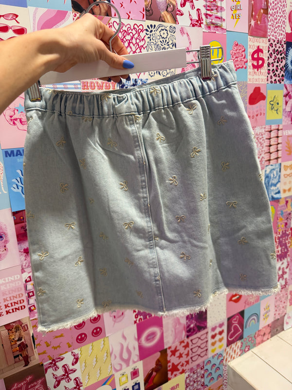 Bow Detail Denim Skirt