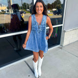 Hang Tight Honey Denim Romper - Dark Denim