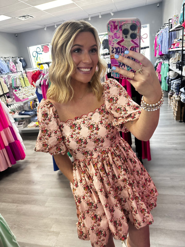 Better Times Floral Scallop Dress