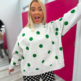 Lucky & Polka Dot Mock Neck Sweatshirt