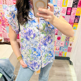 Everybody Talks Floral Top | Purple Blue Combo