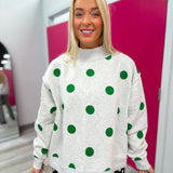 Lucky & Polka Dot Mock Neck Sweatshirt