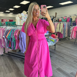 The Pink Pop Zip Midi Dress
