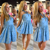 Denim Cherry Bubble Dress