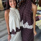 Polka Dot Lace Halter Tank