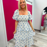 Blue and Bow Midi Dress