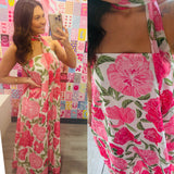 Strapless Floral Maxi Dress with Convertible Scarf | Pink