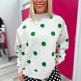 Lucky & Polka Dot Mock Neck Sweatshirt