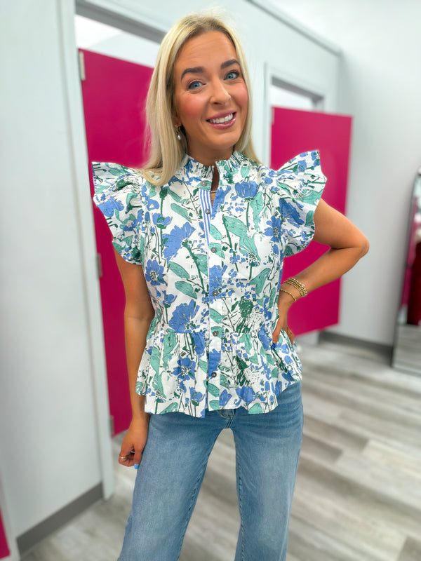 Spring Awakening Floral Top | Blue