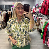Olive Brush Stroke Top