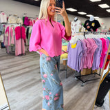 Blush Bloom Denim Pants