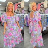 Beauty in a Bow Floral Dress Pink