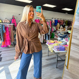 All Tied Up Pinstripe Blouse