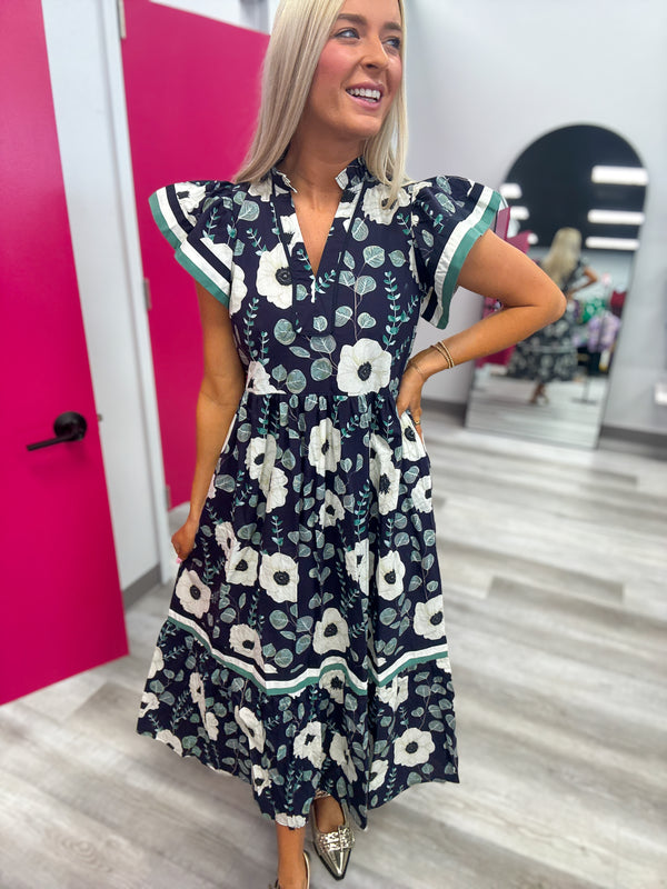 Floral Navy Midi