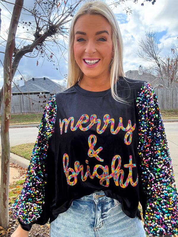 Merry & Bright Velvet and Sequin Top