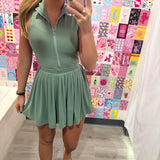 Zipper Front Mock Neckline Athletic Dress