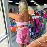 Blush Bloom Beaded Mini Beaded Dress
