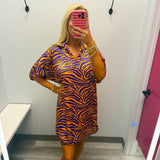Tiger Dress Purple Stripes