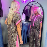 Wild Thing Leopard and Pink Button Down Set