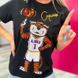 LSU Geaux Mike Basketball (Licensed) | Women's Sequin Tee