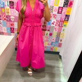 The Pink Pop Zip Midi Dress