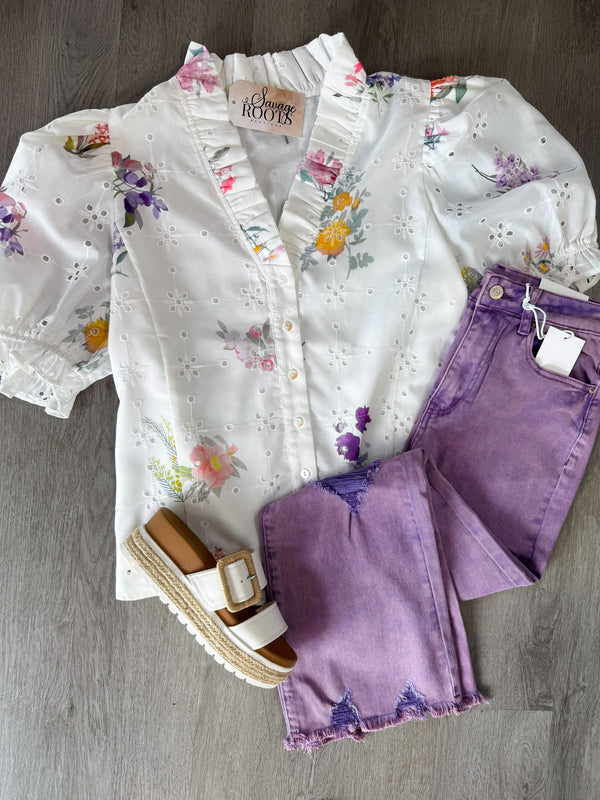 How Forever Feels Acid Wash Colored Denim Purple