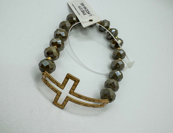 Hammered Metal Cross Bracelet