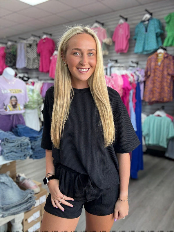 BLACK FRIDAY | Ribbed Short Sleeve Top & Short Set