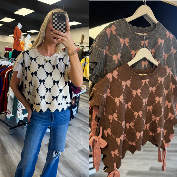 Bow Sweater Cream Black