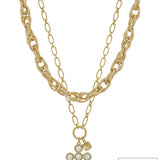 Chunky 2 Layered Cross Pendent 16"-18" Necklace