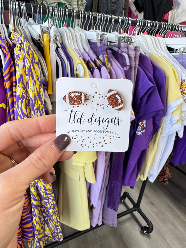 Acrylic Glitter Football Earrings