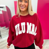 Crimson and White Lulu Mac Embroidery Sweatshirt