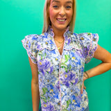 Everybody Talks Floral Top | Purple Blue Combo