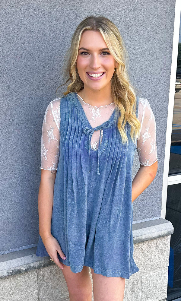 Easy Breezy Mineral Washed Pleated Romper