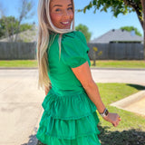 Poplin Tired Mini Dress Romper