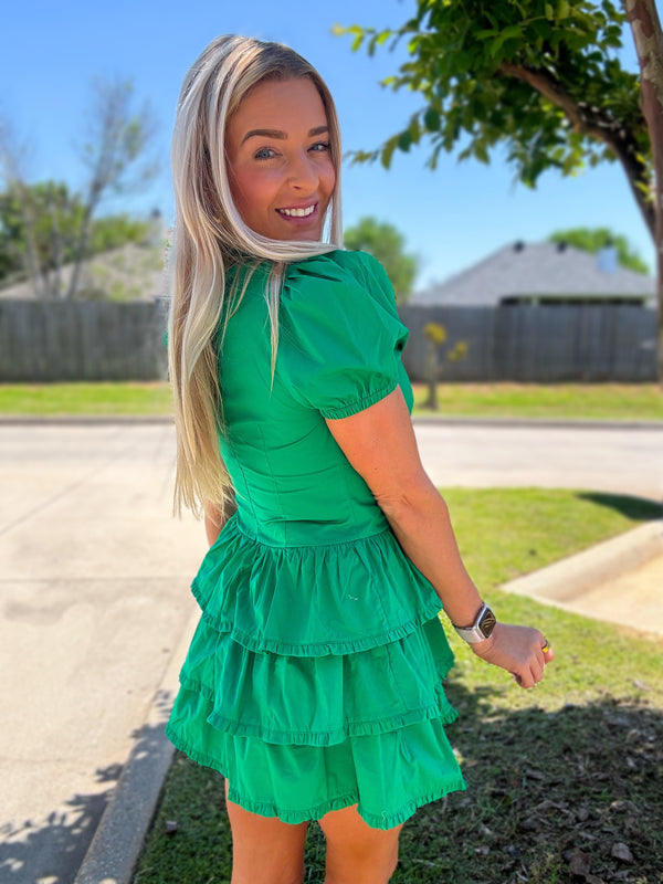 Poplin Tired Mini Dress Romper