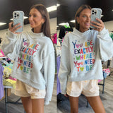 Reversible Graphic Mock-Neck Crop Sweatshirt Grey