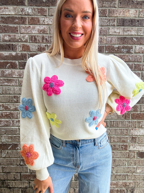 Blooming into New Possibilities Flower Sweater