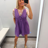 Hang Tight Honey Denim Romper - Purple Denim
