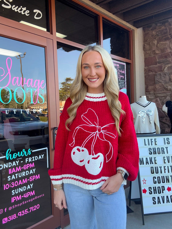 Cherry On Top Sweater - Red